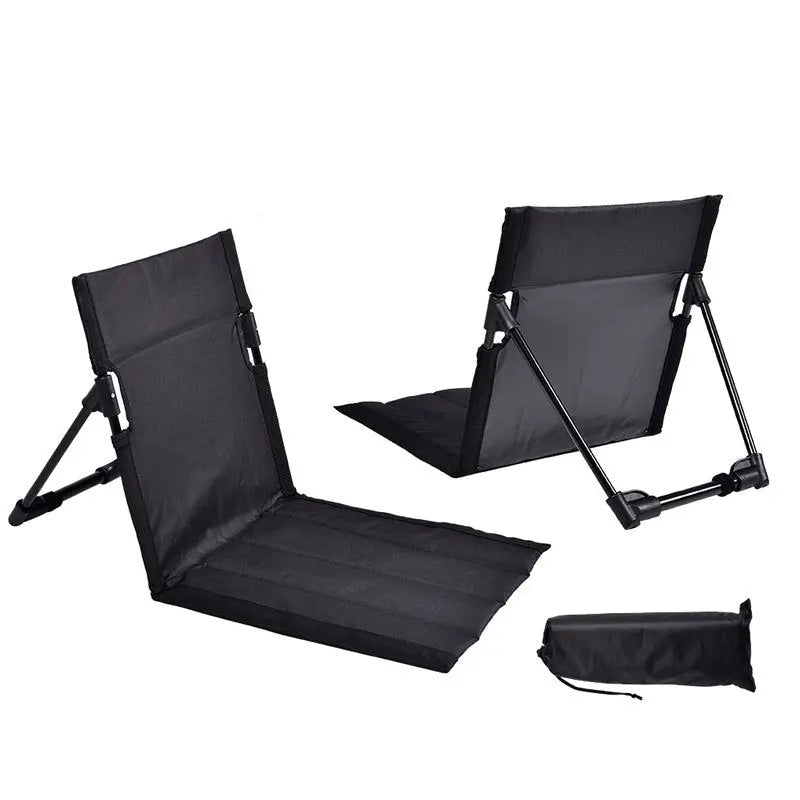 Portable Folding Beach Chair - Reclining Outdoor Seat 68x39.5x40.5cm with Carry Bag in black Wholesale Hub