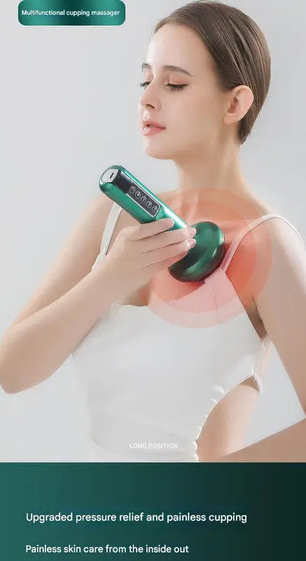 Rechargeable 6-Level Electric Cupping & Gua Sha Massager with LED Display & Magnetic Therapy Head(white) Wholesale Hub