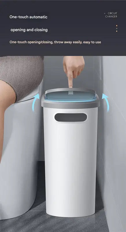 Slim Press-Top Trash Can with Top Storage Compartment - Narrow Design for Bathroom & Small Spaces(Ash cover + ash bucket) Wholesale Hub