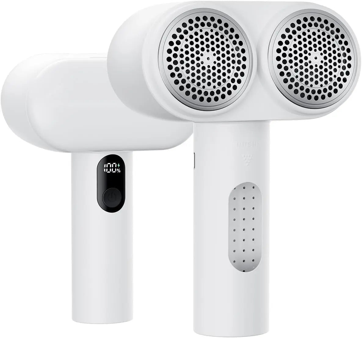 Dual-Head Electric Lint Remover - USB-C Rechargeable, LED Display, 3-Size Honeycomb Mesh(White) Wholesale Hub