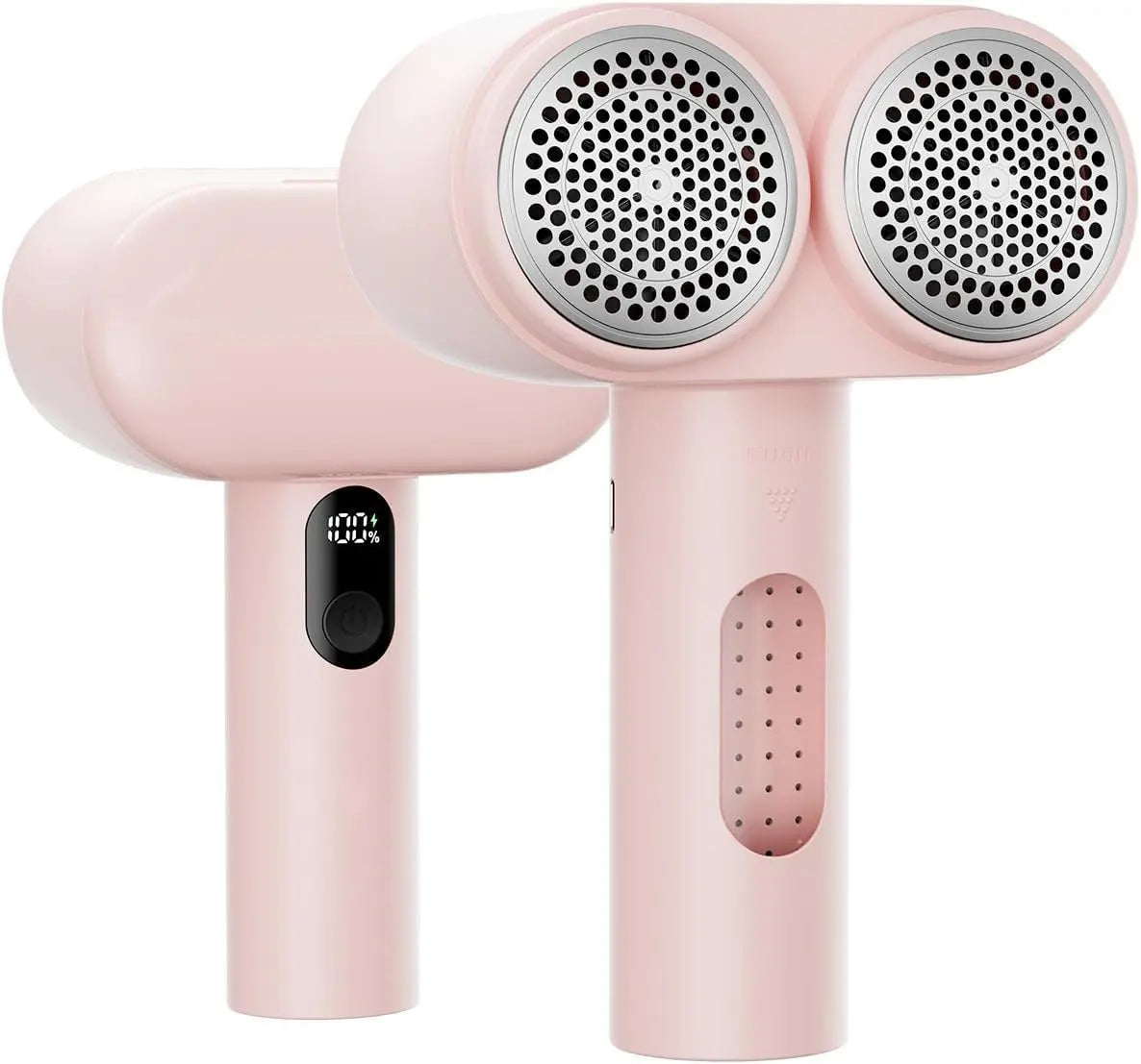Dual-Head Electric Lint Remover - USB-C Rechargeable, LED Display, 4-Size Honeycomb Mesh(Pink) Wholesale Hub
