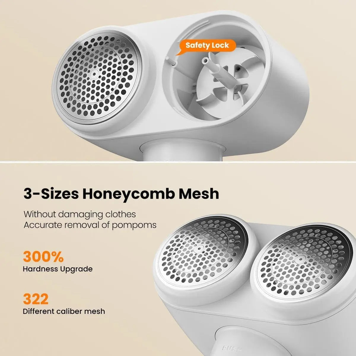Dual-Head Electric Lint Remover - USB-C Rechargeable, LED Display, 5-Size Honeycomb Mesh(Black) Wholesale Hub