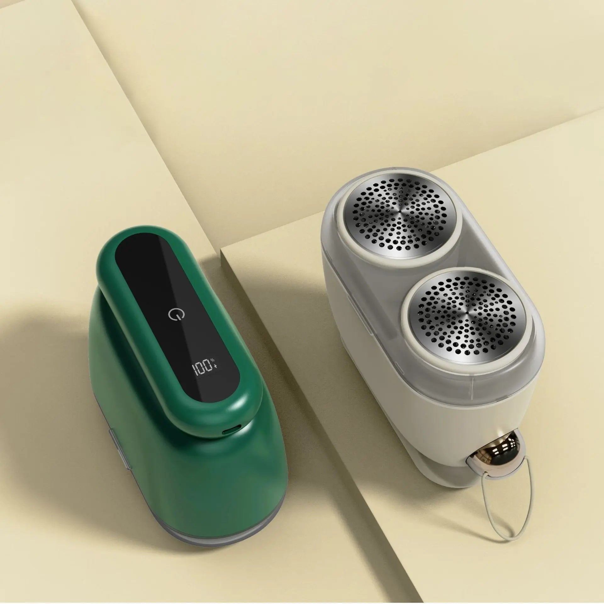 Compact Electric Lint Remover with LED Display & Dual Head - USB Rechargeable(Dark green) Wholesale Hub