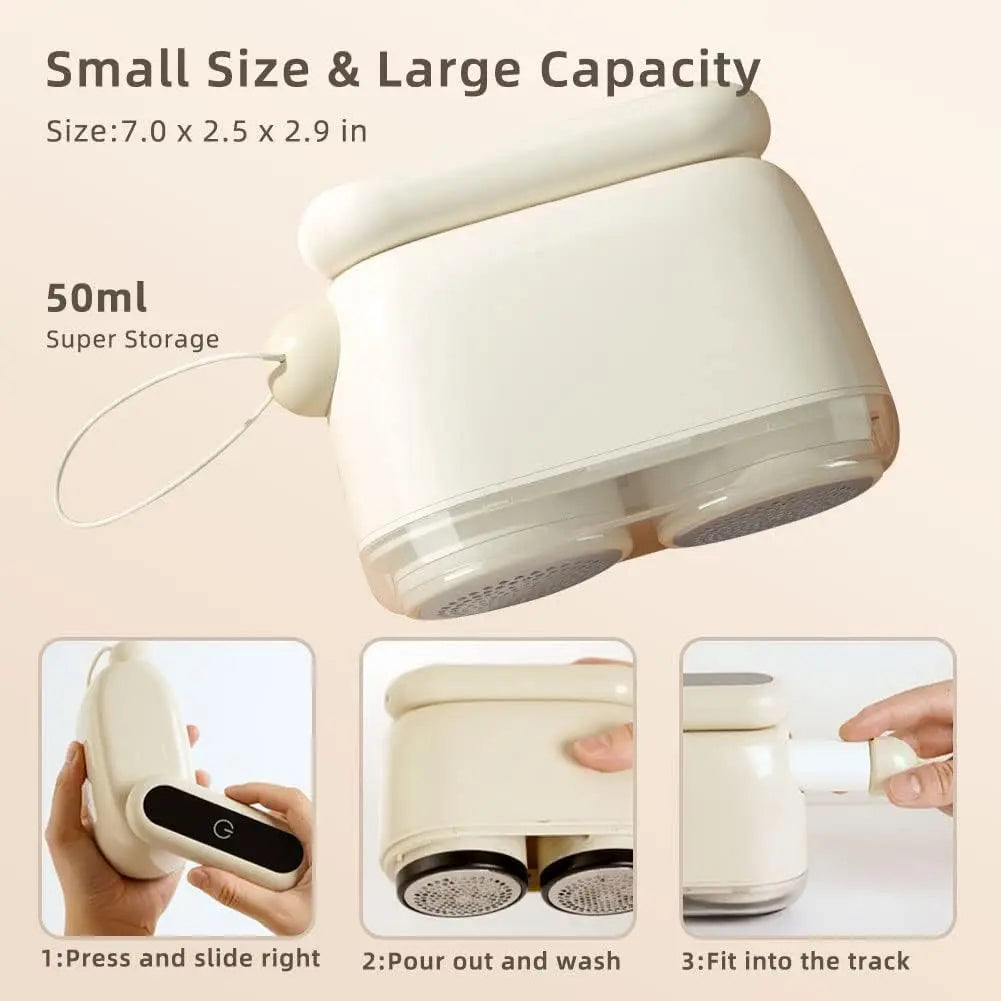 Compact Electric Lint Remover with LED Display & Dual Head - USB Rechargeable(Purple) Wholesale Hub