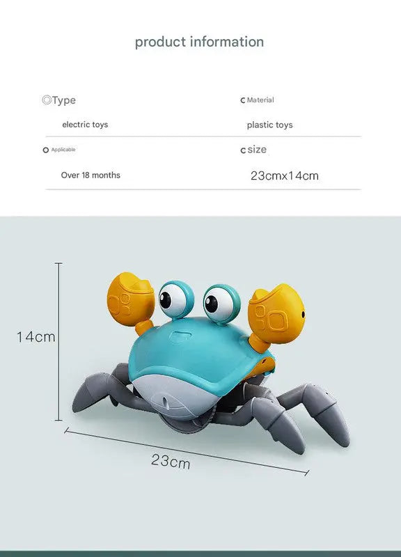 Interactive Crawling Crab Baby Toy with Music, Lights & Obstacle Avoidance(green) Wholesale Hub