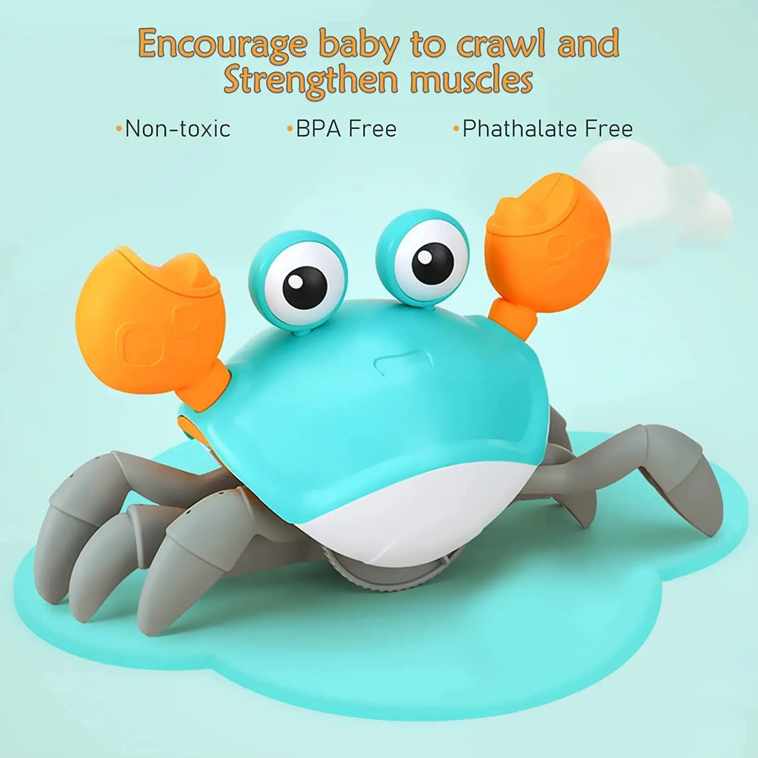 Interactive Crawling Crab Baby Toy with Music, Lights & Obstacle Avoidance(Orange) Wholesale Hub