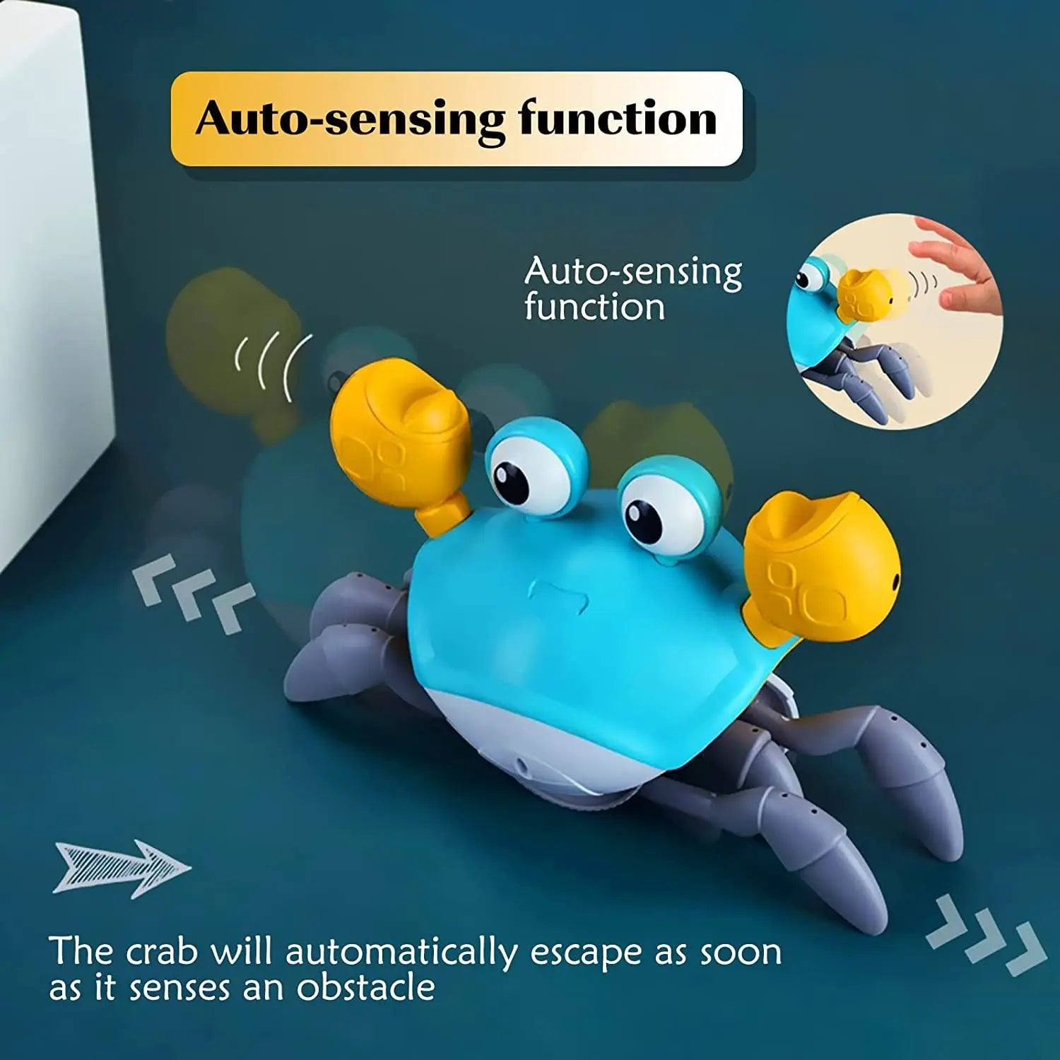 Interactive Crawling Crab Baby Toy with Music, Lights & Obstacle Avoidance(Orange) Wholesale Hub