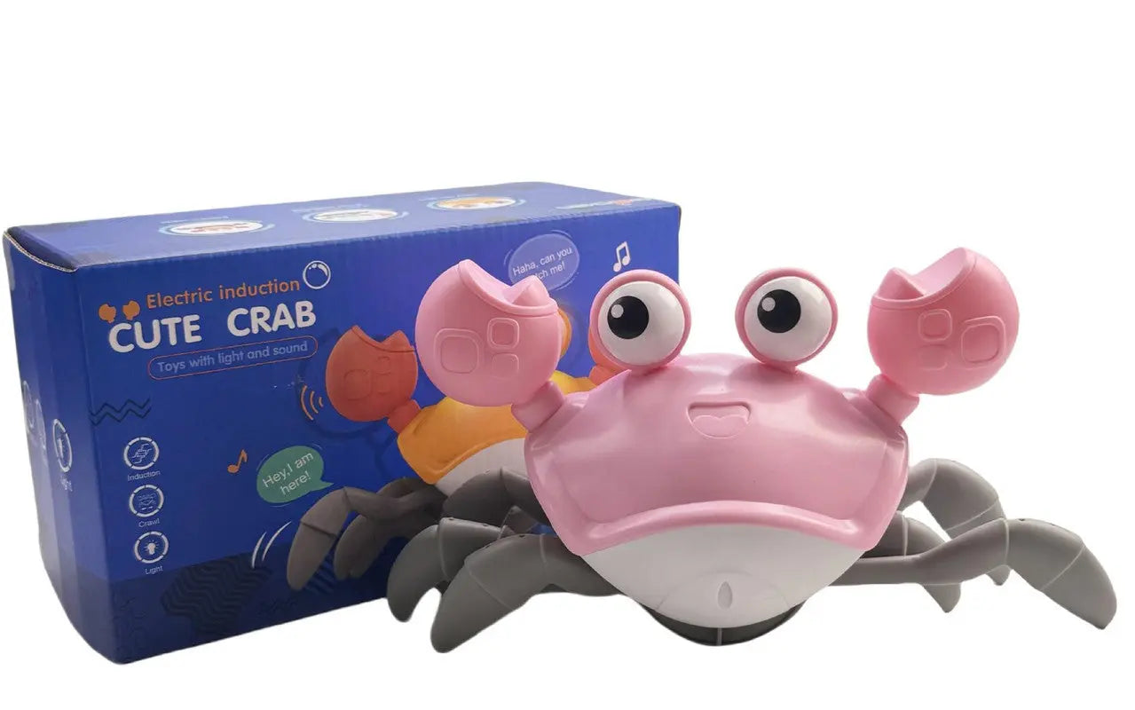 Interactive Crawling Crab Baby Toy with Music, Lights & Obstacle Avoidance(Pink) Wholesale Hub