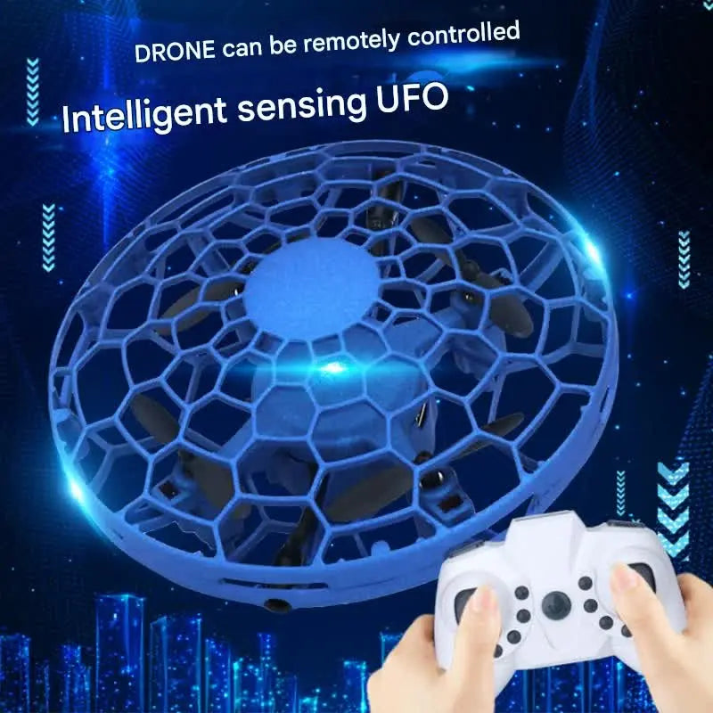 Hand-Controlled UFO Mini Drone with LED Lights & Obstacle Avoidance(blue) Wholesale Hub