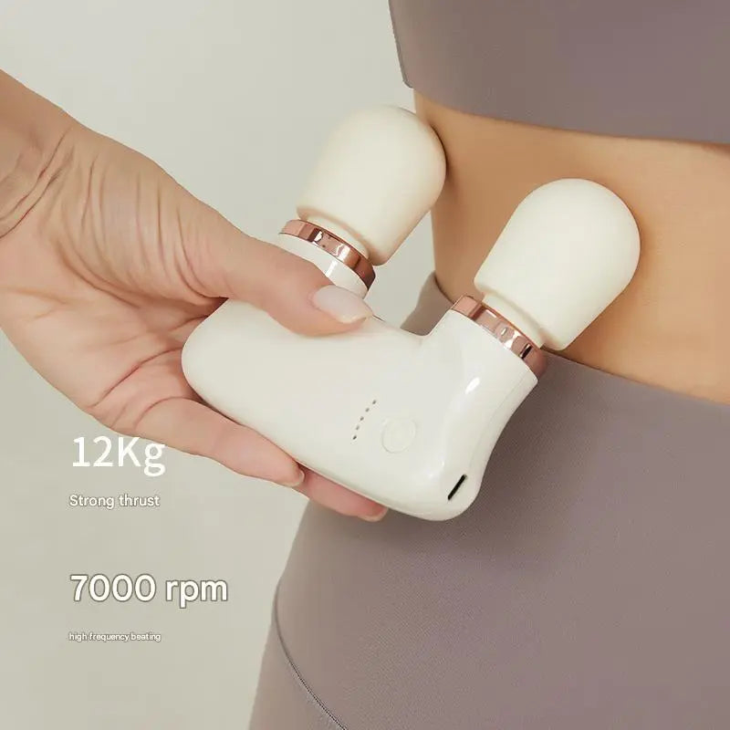 White Portable Dual Head Mini Massager - 5 Modes, Quiet Operation, USB-C Rechargeable Wholesale Hub
