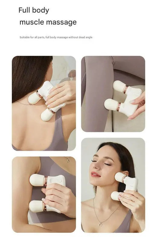 White Portable Dual Head Mini Massager - 5 Modes, Quiet Operation, USB-C Rechargeable Wholesale Hub