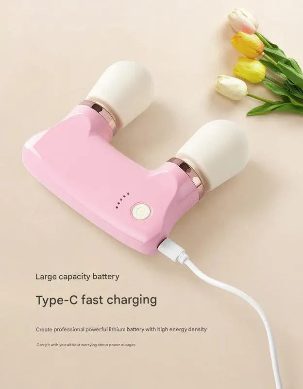 White Portable Dual Head Mini Massager - 5 Modes, Quiet Operation, USB-C Rechargeable Wholesale Hub
