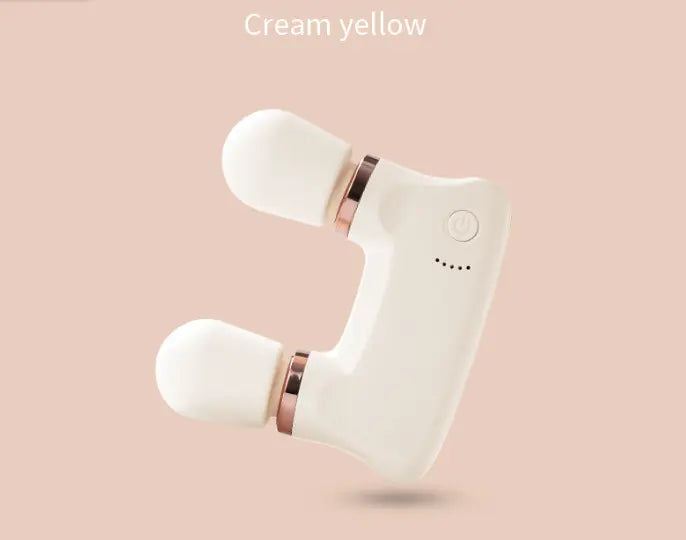 Light yellow Portable Dual Head Mini Massager - 5 Modes, Quiet Operation, USB-C Rechargeable Wholesale Hub