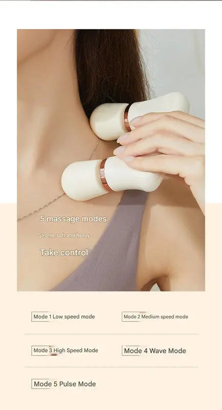 Light yellow Portable Dual Head Mini Massager - 5 Modes, Quiet Operation, USB-C Rechargeable Wholesale Hub