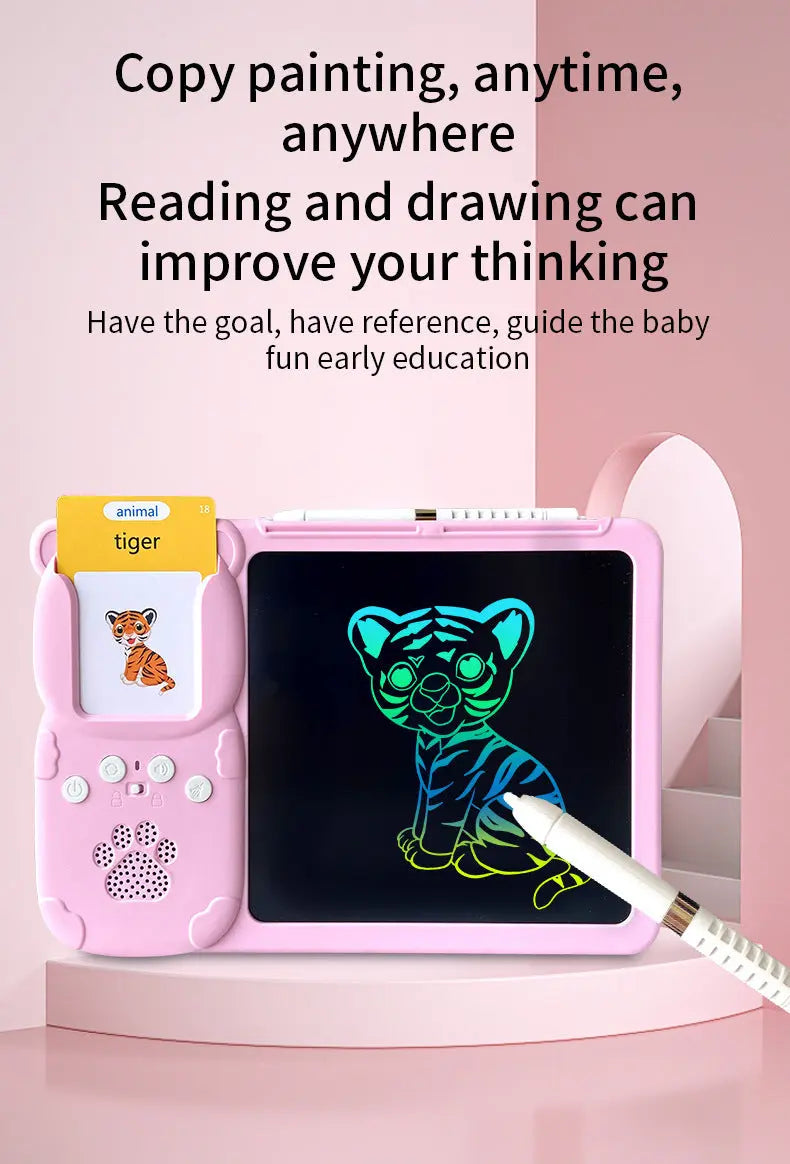 Blue (255 cards, pure English) Kids Interactive Early Education Toy: Combination Card Reader & LCD Drawing Board for Toddlers Wholesale Hub