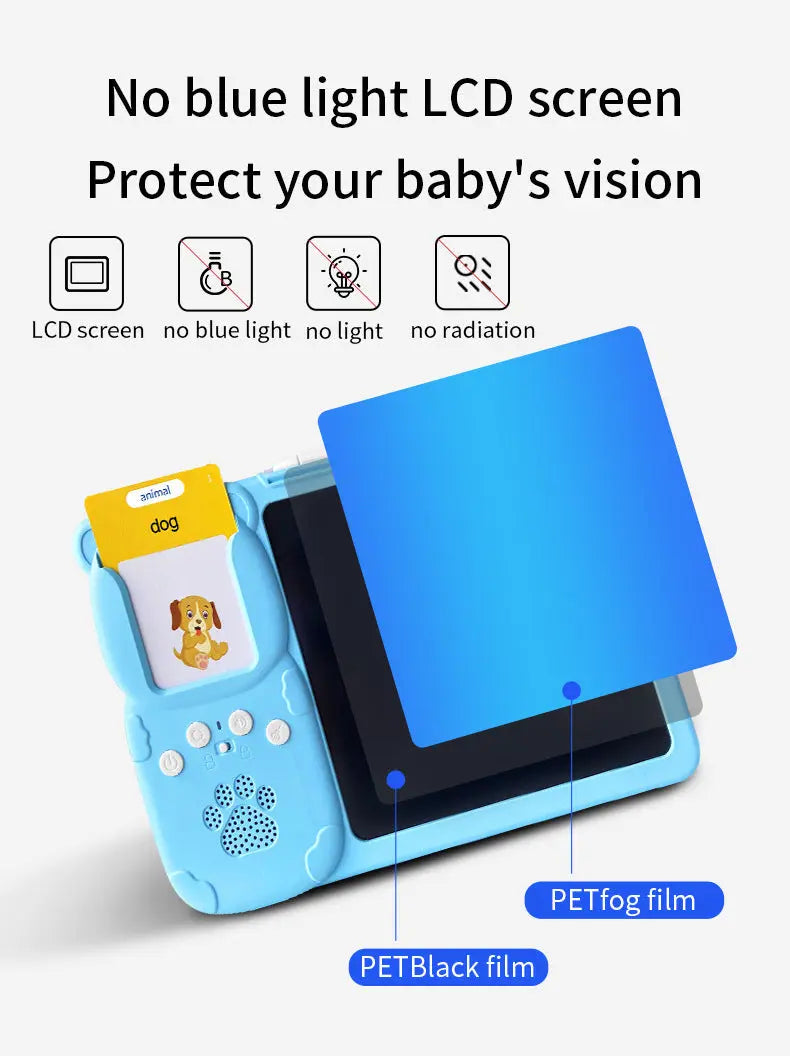 Blue (255 cards, pure English) Kids Interactive Early Education Toy: Combination Card Reader & LCD Drawing Board for Toddlers Wholesale Hub
