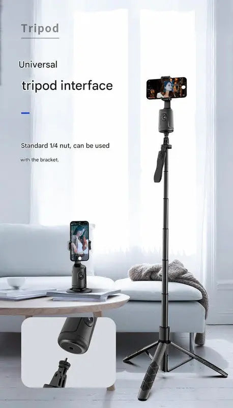 Black AI Smart Auto Tracking Phone Holder - 360° Rotation Face & Body Tracking Mount Wholesale Hub