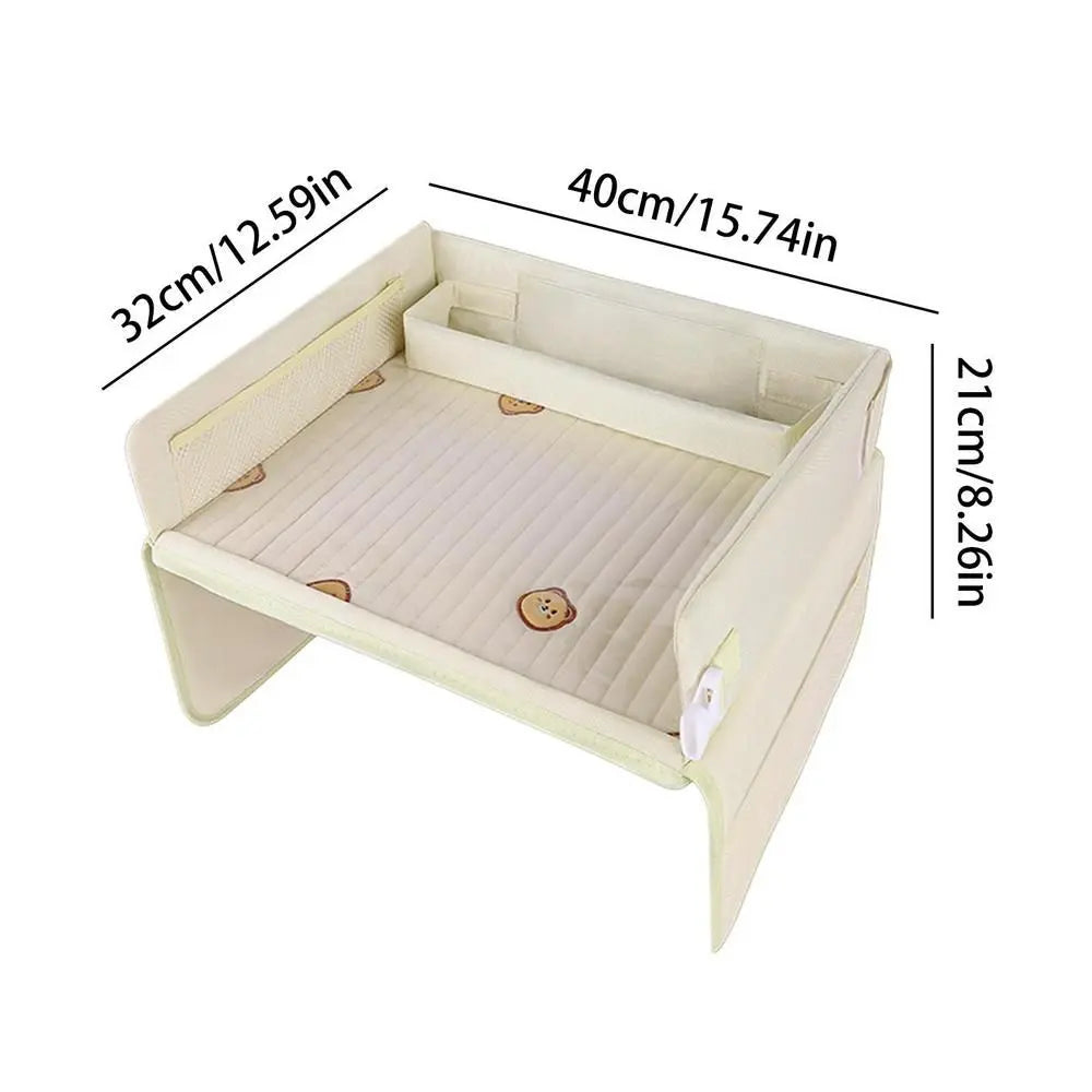 Kids Car Seat Travel Tray - Waterproof Lap Desk with Storage Pockets (Beige Bear - Square) Wholesale Hub