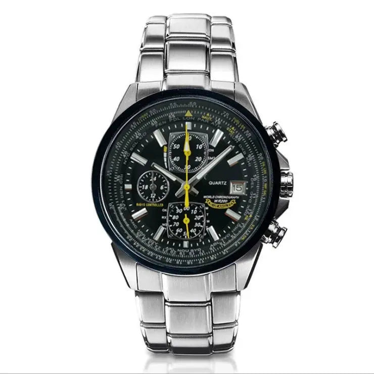 Black Dial Elegant Men's Quartz Chronograph Watch with 42mm Case and Perpetual Calendar Wholesale Hub