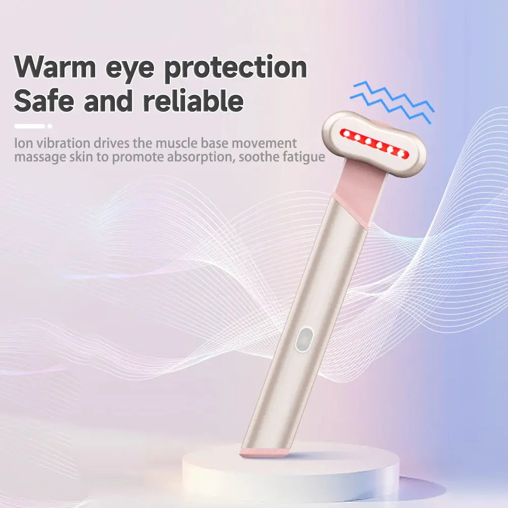 Rose Gold Electric Eye Massager Pen with Red & Blue Light Therapy - Heated Vibration Wand Wholesale Hub