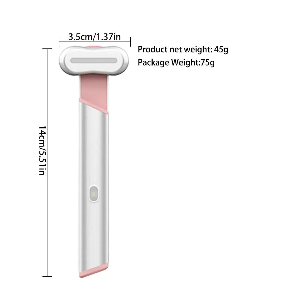 Rose Gold Electric Eye Massager Pen with Red & Blue Light Therapy - Heated Vibration Wand Wholesale Hub