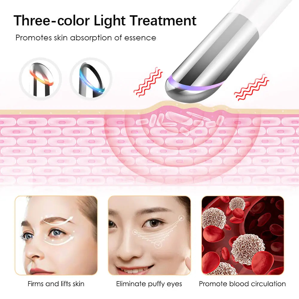 Rechargeable Eye Care Pen with Sterilizing Base - 3-Color Phototherapy Heat & Vibration Wholesale Hub