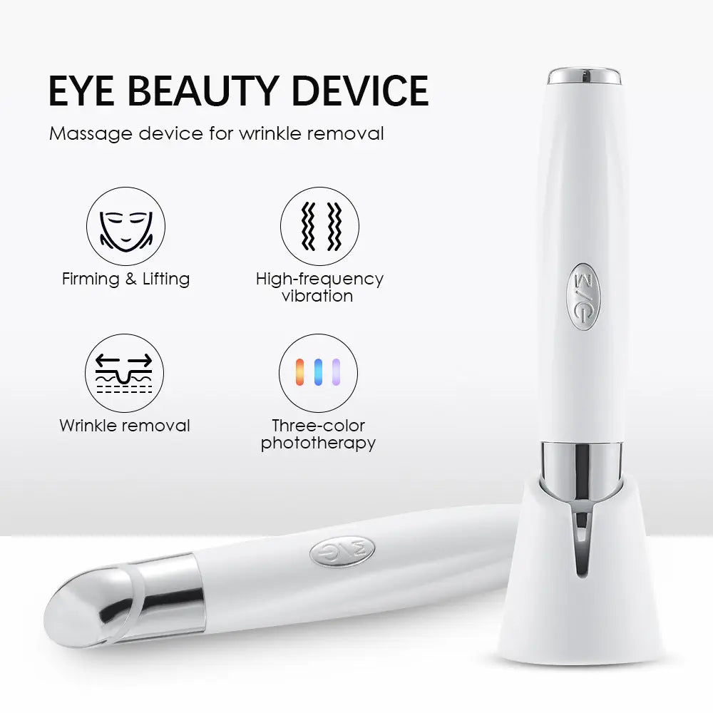 Rechargeable Eye Care Pen with Sterilizing Base - 3-Color Phototherapy Heat & Vibration Wholesale Hub