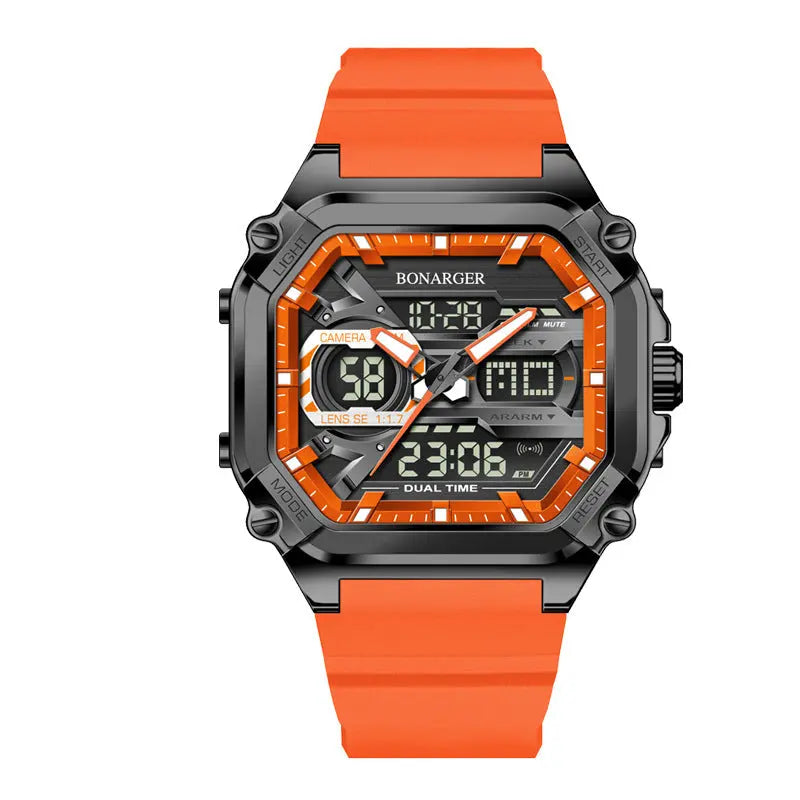 Orange Men's Dual Display Watch - Dual Time Digital Analog Waterproof Sports Watch Wholesale Hub