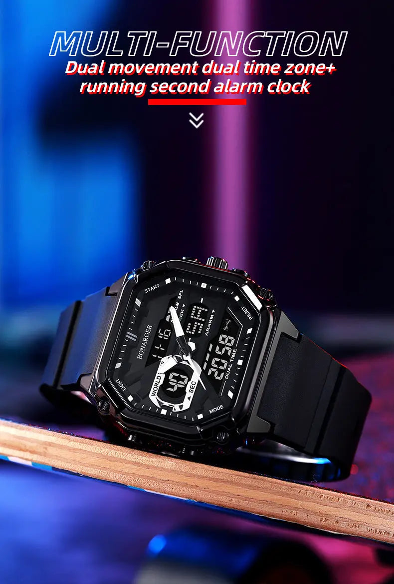 Orange Men's Dual Display Watch - Dual Time Digital Analog Waterproof Sports Watch Wholesale Hub