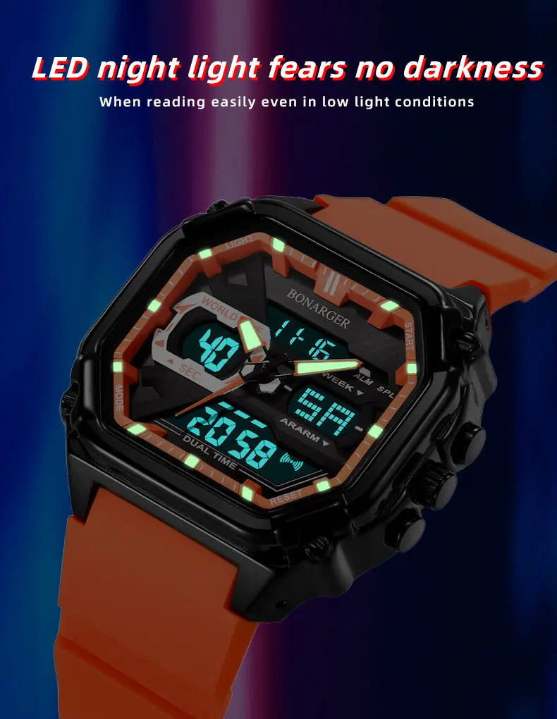 Green Men's Dual Display Watch - Dual Time Digital Analog Waterproof Sports Watch Wholesale Hub