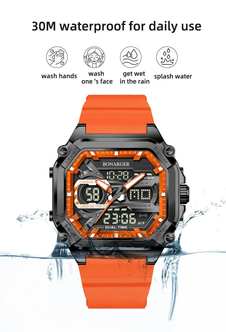 Green Men's Dual Display Watch - Dual Time Digital Analog Waterproof Sports Watch Wholesale Hub