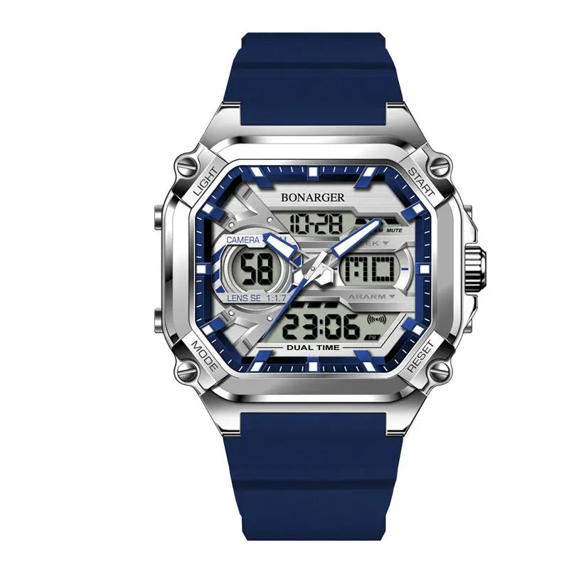 Blue Men's Dual Display Watch - Dual Time Digital Analog Waterproof Sports Watch Wholesale Hub