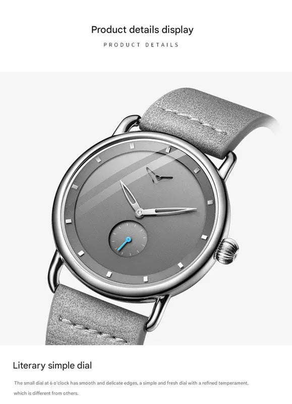 Blue Elegant Men's Watch with Leather Band - Small Seconds, Onion Crown Detail Wholesale Hub