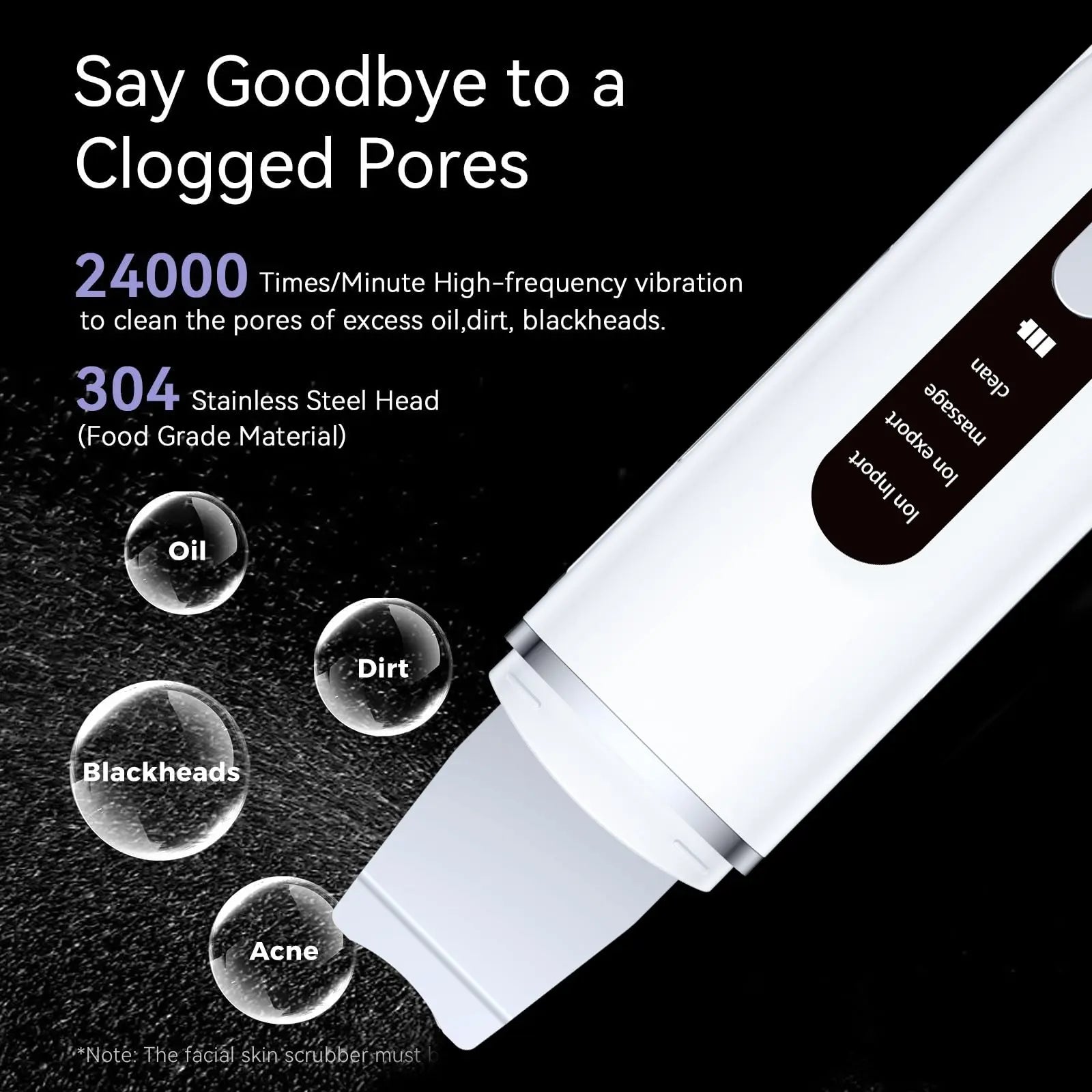 Rechargeable Ultrasonic Facial Spatula - Deep Pore Cleanser & Exfoliator Wholesale Hub