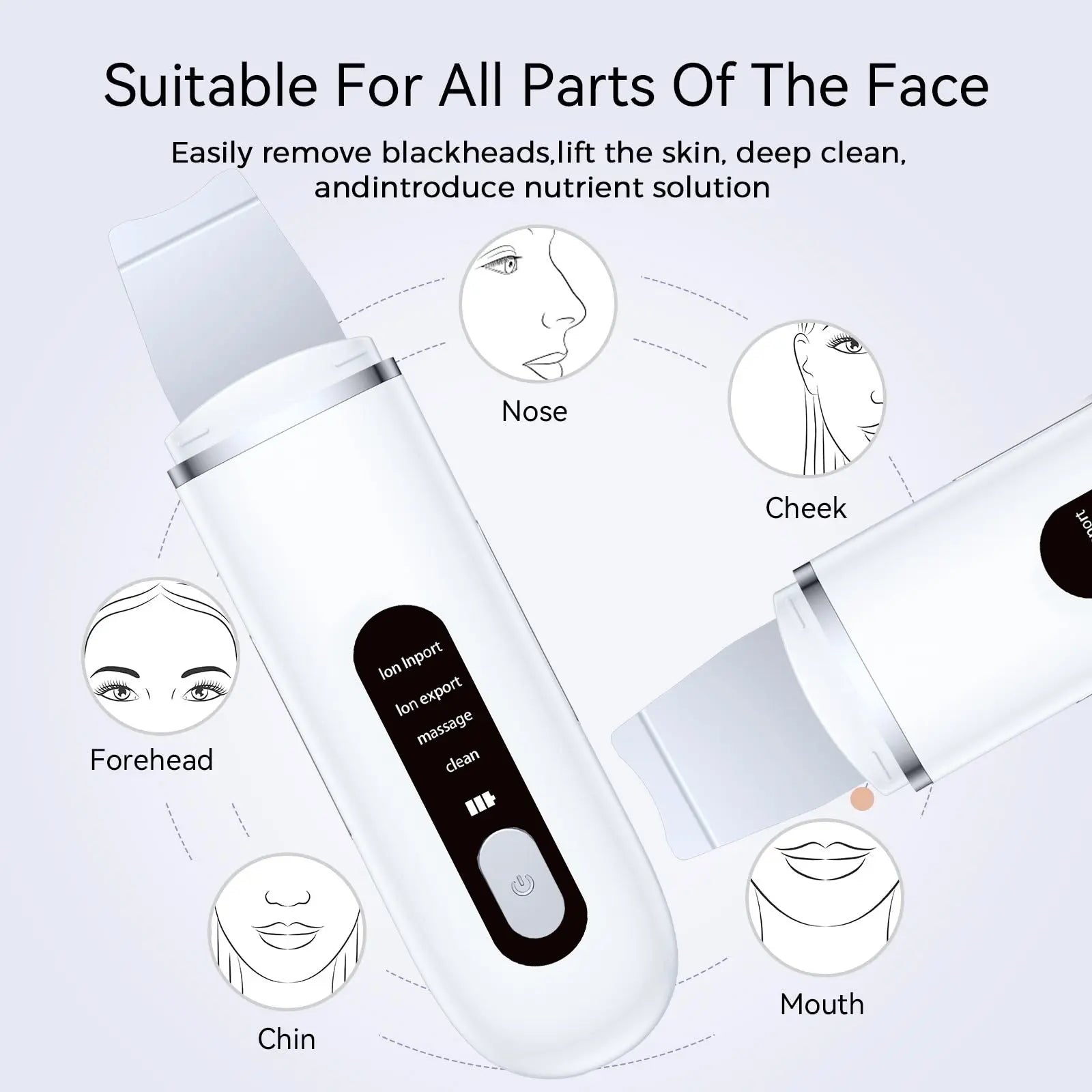 Rechargeable Ultrasonic Facial Spatula - Deep Pore Cleanser & Exfoliator Wholesale Hub