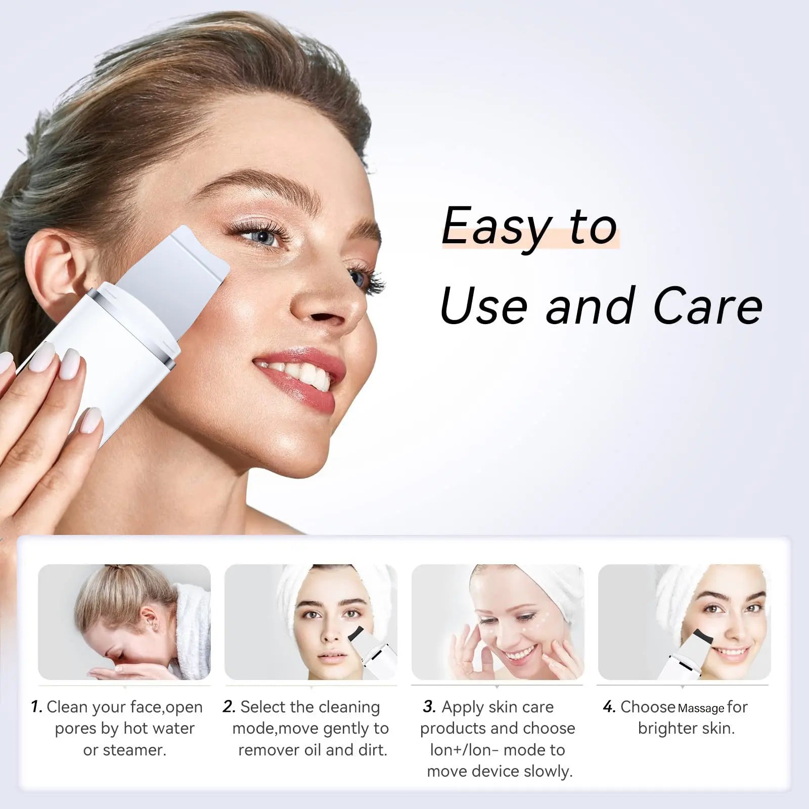 Rechargeable Ultrasonic Facial Spatula - Deep Pore Cleanser & Exfoliator Wholesale Hub