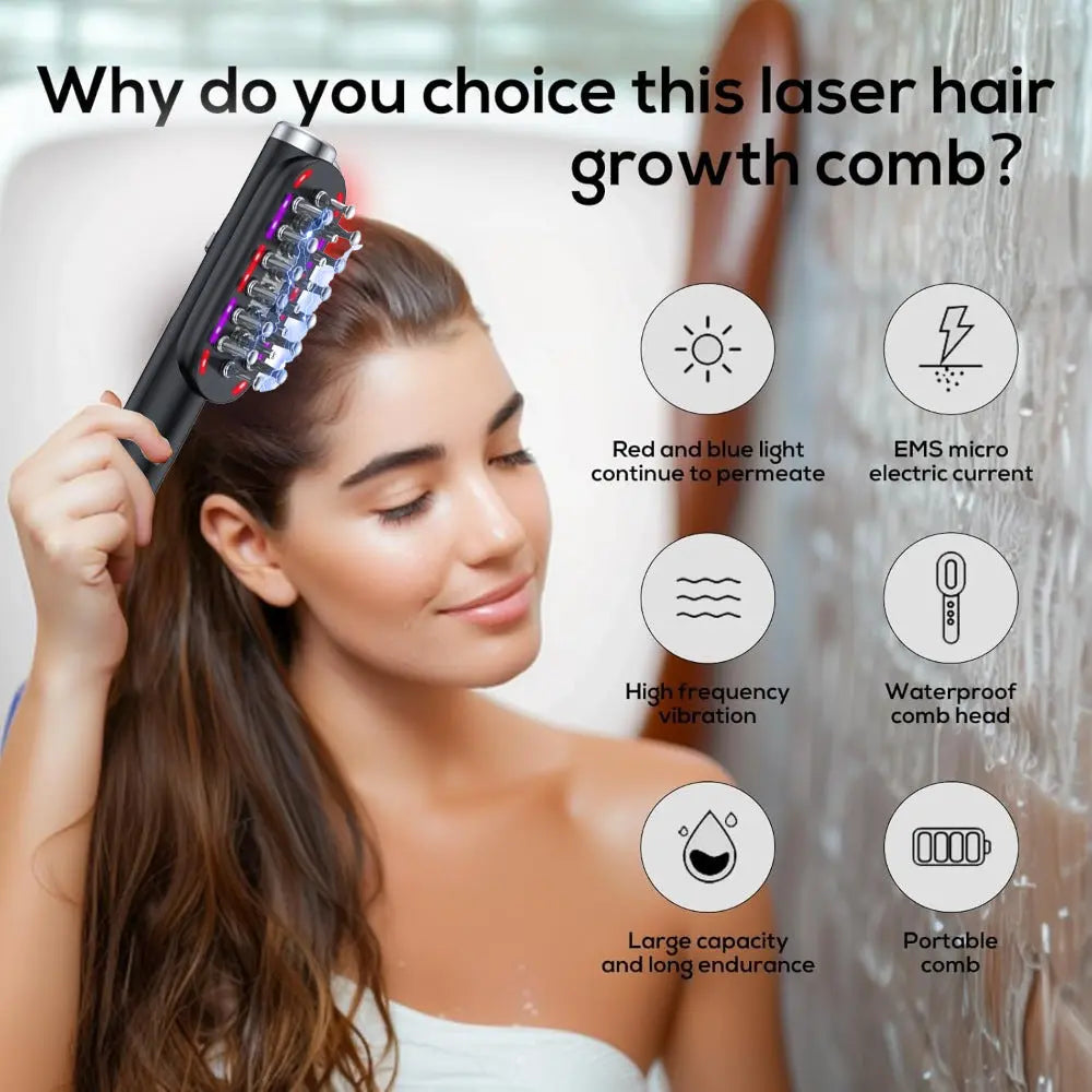 White Vibrating Scalp Massager Comb - LED Therapy & Oil Infuser for Hair Growth Wholesale Hub
