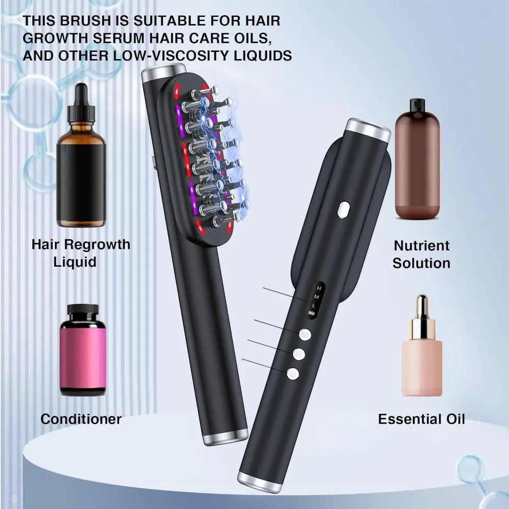 White Vibrating Scalp Massager Comb - LED Therapy & Oil Infuser for Hair Growth Wholesale Hub