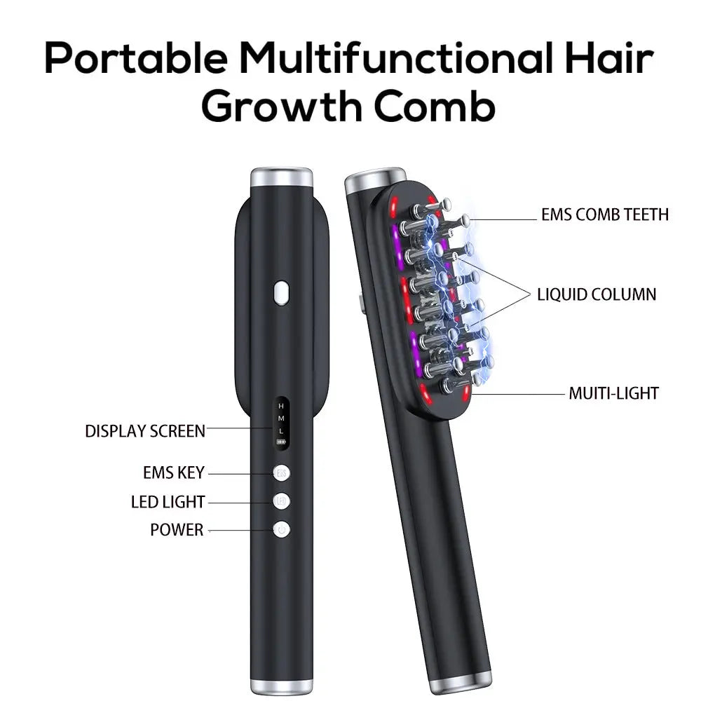 White Vibrating Scalp Massager Comb - LED Therapy & Oil Infuser for Hair Growth Wholesale Hub