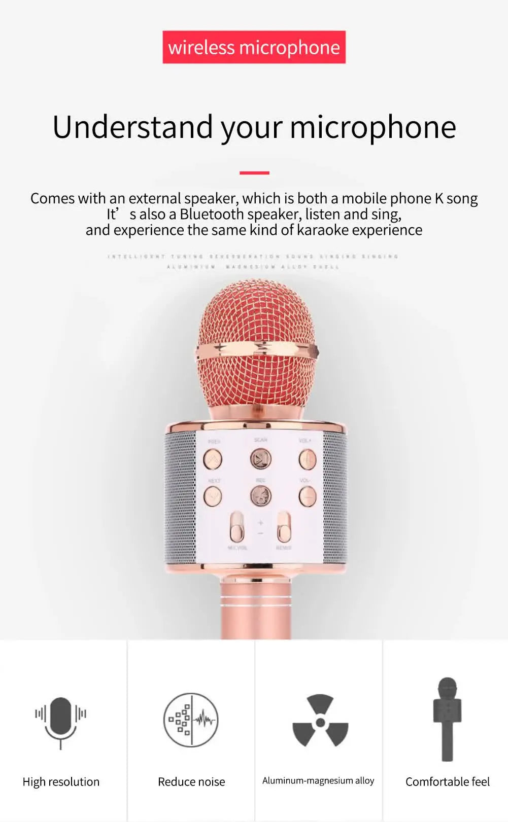 Black Bluetooth 5.0 Karaoke Microphone for Family Entertainment Wholesale Hub