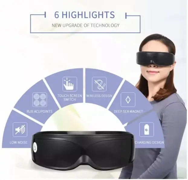 Black Touch-Control Rechargeable Heated Eye Massager for Daily Use Wholesale Hub