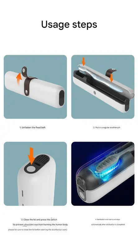Travel UVC Toothbrush Sanitizer Box - Magnetic Closure, Rechargeable Wholesale Hub