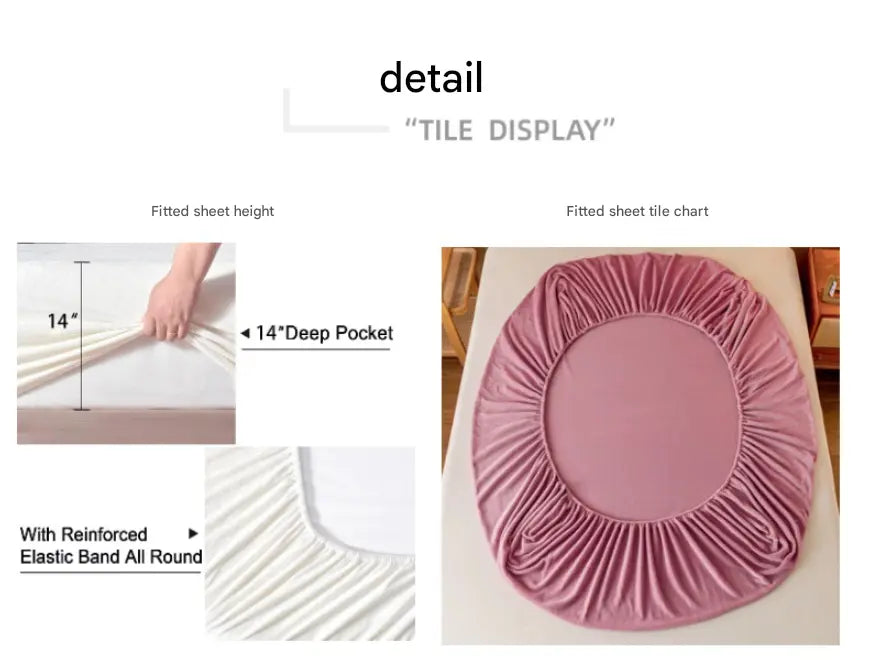 Bean paste color Plush Crystal Velvet Fitted Sheet - Ultra Soft, Warm & Thick for Winter (138x190+36cm) Wholesale Hub