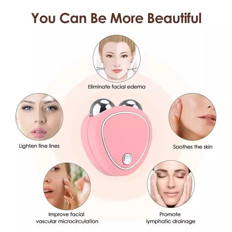 Pink Microcurrent Face Lifting Massager - Sonic Vibration, V-Shape Sculpting Wholesale Hub