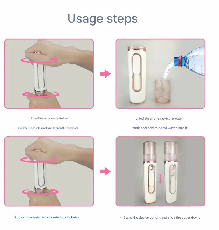 Yellow Dual Nozzle Nano Facial Mister - USB Rechargeable Hydrating Spray Wholesale Hub