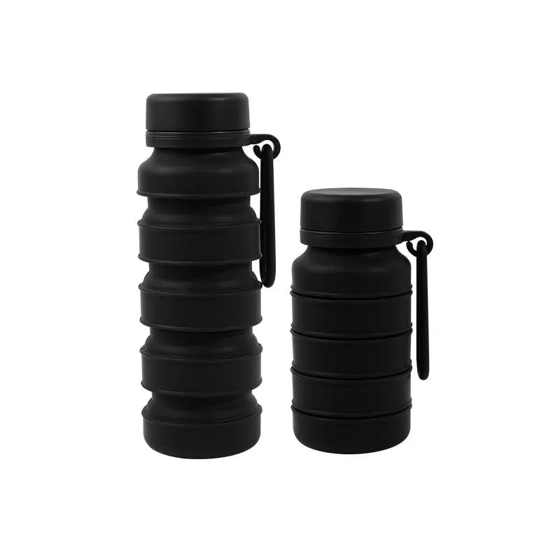 Black Collapsible Silicone Water Bottle - 510ml Portable Food-Grade Travel & Sports Drink Flask Wholesale Hub