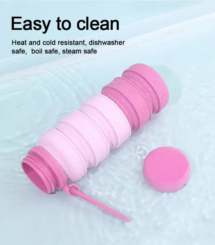 Black Collapsible Silicone Water Bottle - 510ml Portable Food-Grade Travel & Sports Drink Flask Wholesale Hub