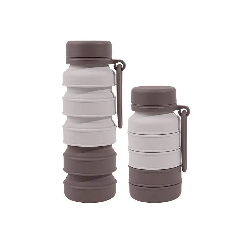 Brown Collapsible Silicone Water Bottle - 510ml Portable Food-Grade Travel & Sports Drink Flask Wholesale Hub