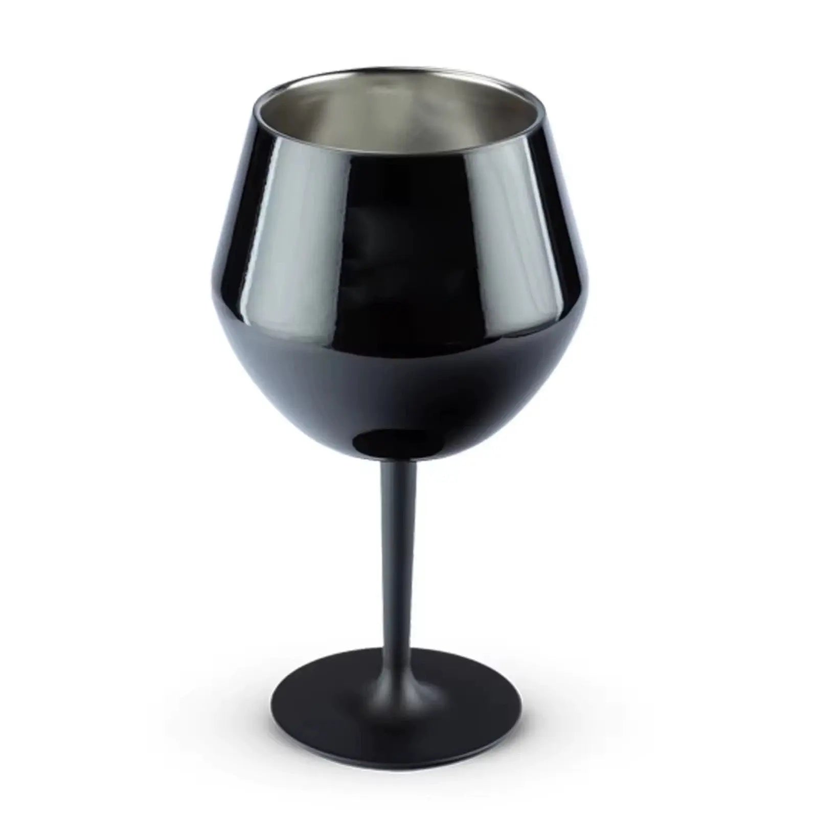 2 Pcs Black Detachable Stainless Steel Wine Glass - 14oz (420ml) Portable Stemmed Goblet for Outdoors & Travel Wholesale Hub