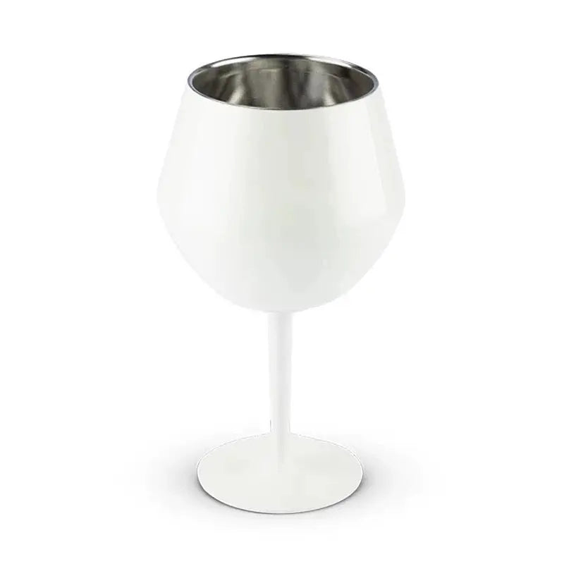 2 Pcs White Detachable Stainless Steel Wine Glass - 14oz (420ml) Portable Stemmed Goblet for Outdoors & Travel Wholesale Hub